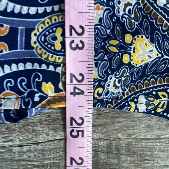 Liz Claiborne top blouse Softgirl Petite Large paisley floral golden and navy - Picture 9 of 10